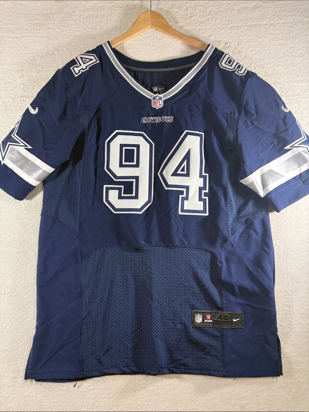 Nike Men's Cowboys #94 Navy and White NFL Jersey